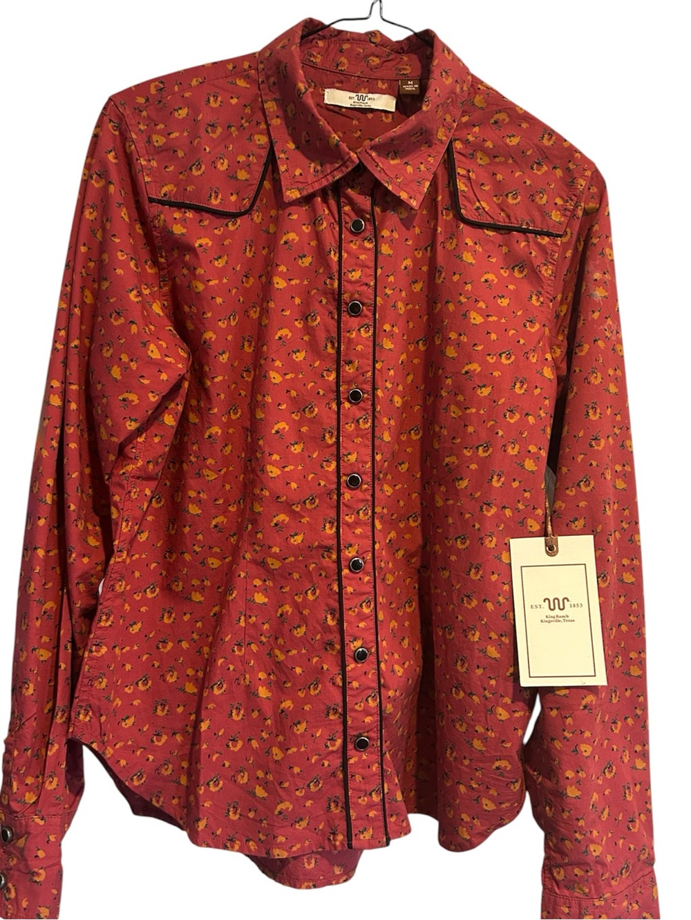 NWT KING RANCH SADDLE SHOP Women’s LS Vintage-Western Inspired Rust Snap Shirt